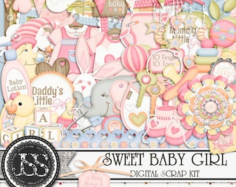 Sweet Baby Girl Digital Scrapbook Kit for Digital Scrapbooking and Paper Crafting