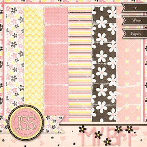 Digitales Scrapbooking My BFF Girl Friends Worn Papers Pack - Digital Scrapbook Kit