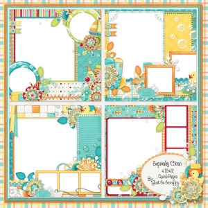 Squeaky Clean Digital Scrapbook Kit 12x12 Quick Pages - Digital Scrapbooking