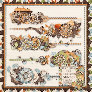Digital Scrapbooking Kit It&#39;s Almost Fall Autumn Cluster Stitches - Digi Scrap