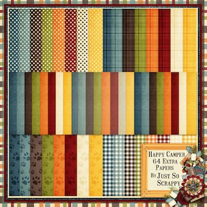 Kit de Scrapbook Digital Happy Camper com Papéis Extras - Scrapbooking Digital