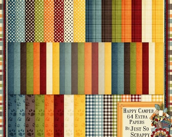 Happy Camper Digital Scrapbook Kit Extra Papers Pack - Digital Scrapbooking