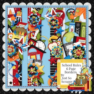 Digital Scrapbooking Kit School Rules Page Borders - Digital Scrap Kit