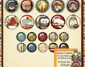 Happy Camper digitale plakboekkit Flairs - Digital Scrapbooking