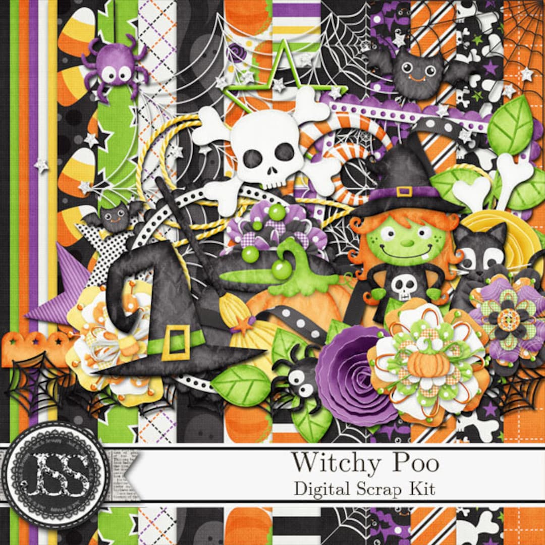 Witchy Poo Halloween 12x12 Digital Scrapbook Kit - Etsy