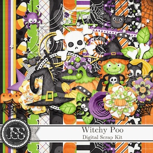 Witchy Poo Halloween 12x12 Digital Scrapbook Kit