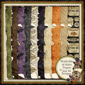 Bewitching Digital Scrapbook Kit Worn Papers Pack - Digital Scrapbooking