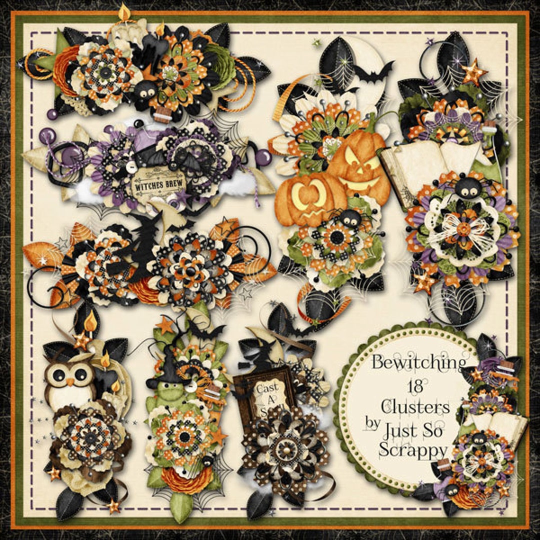 Digital Scrapbooking Kit Bewitching Halloween Clusters - Digital ...