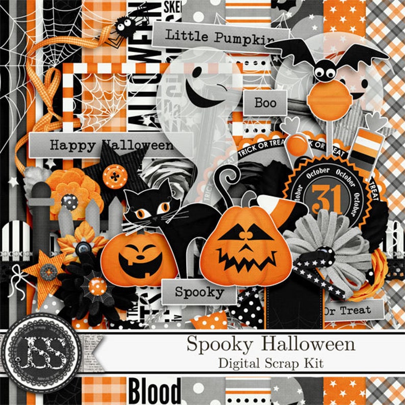Spooky Halloween 12x12 Digital Scrapbooking Kit, Holiday, Kid Fun ...