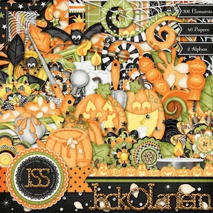 Digitales Scrapbooking Halloween Jack O Lantern Digi Scrap Kit