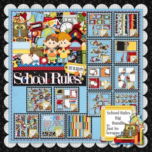 Digital Scrapbooking Kit School Rules Collection - Digital Scrap Kit