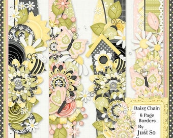 On Sale 50% Daisy Chain Digital Scrapbook Kit Page Borders - Digital Scrapbooking