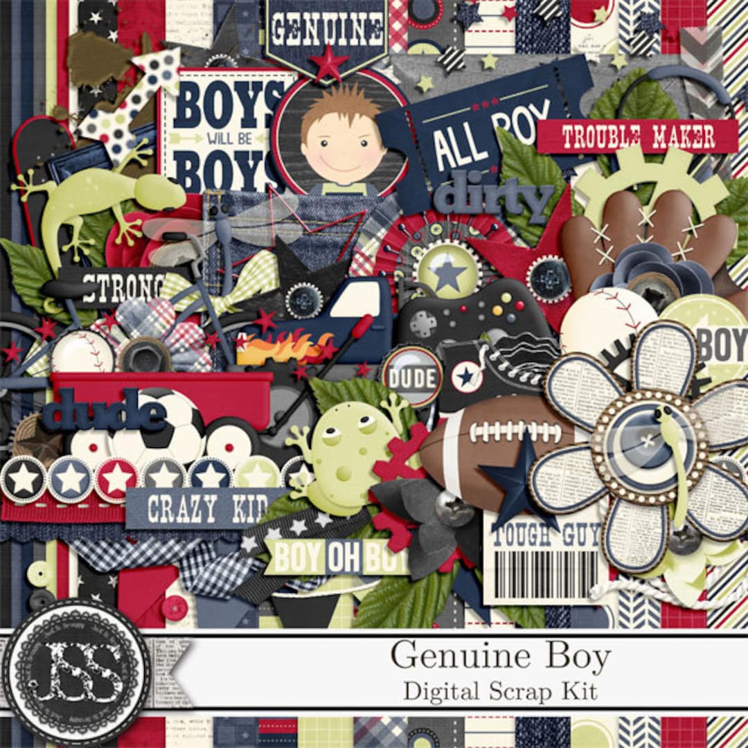 Genuine Boy 12x12 Digital Scrapbook Kit, Masculine - Etsy