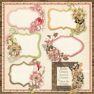 Bella Grace Digital Scrapbook Journal Cluster Cards - Scrapbooking numérique