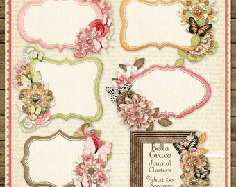 Bella Grace Digital Scrapbook Journal Cluster Cards - Digital Scrapbooking