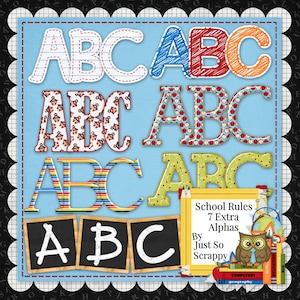 Alphabets - Digital Scrapbooking Kit School Rules Extra Alphabets Pack - Digital Scrap Kit