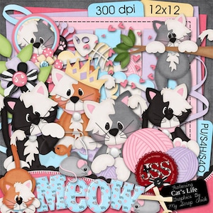 Scrapbooking digital Meow - Kit de scrapbooking digital