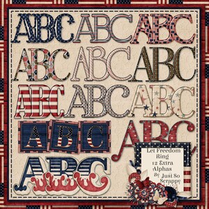 Alphabets - Let Freedom Ring Fourth Of July Extra Alphabets Digital Scrapbook Kit - Digital Scrapbooking