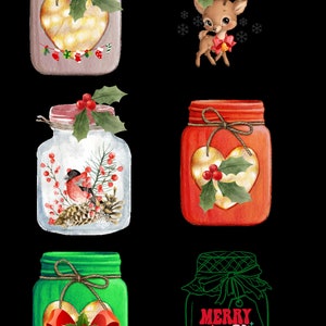 Mason Jar Weihnachtsmann Schneekugeln digitaler Download Poster Kunst scrapbooking, journaling, cardmaking card