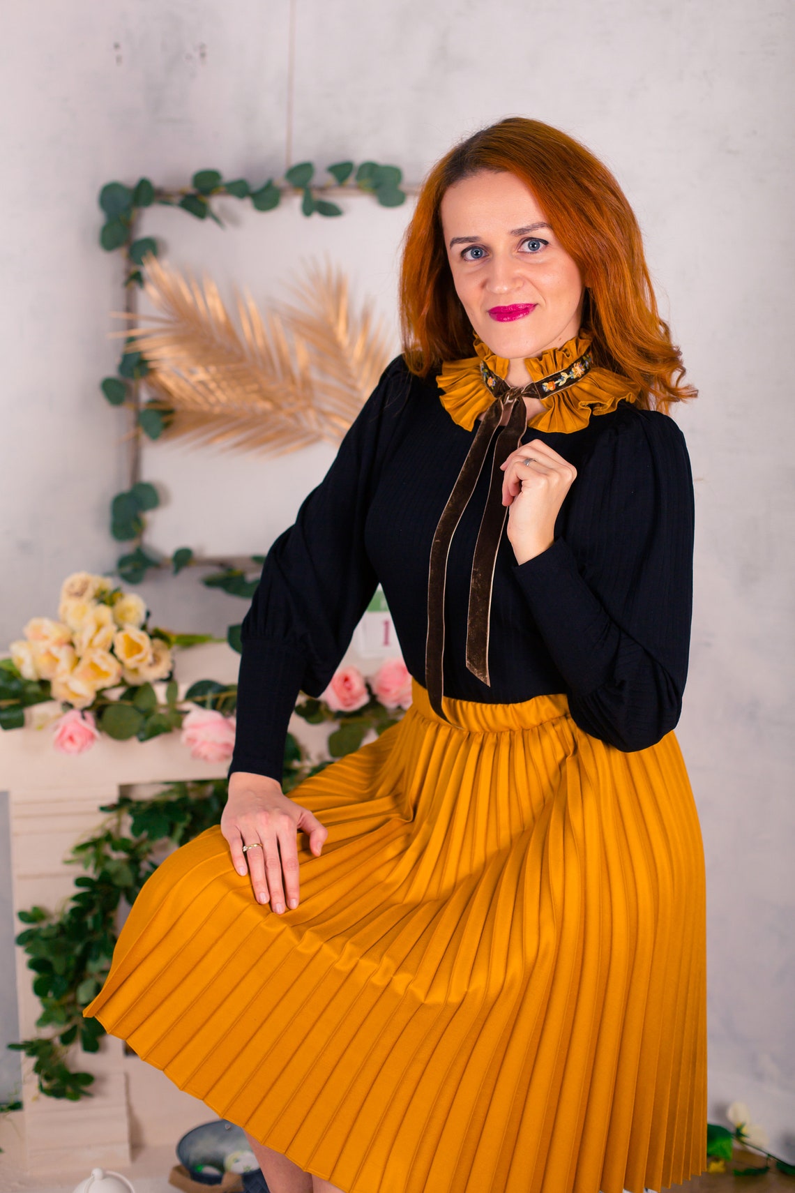 Handmade victorian collar pleated collar velvet collar Etsy