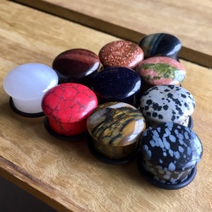 ALL 10 PAIR of Organic Single Flare Stone Plugs with O-Rings - Value Pack - Gauges 4g (5mm) through 5/8&quot; (16mm) available!