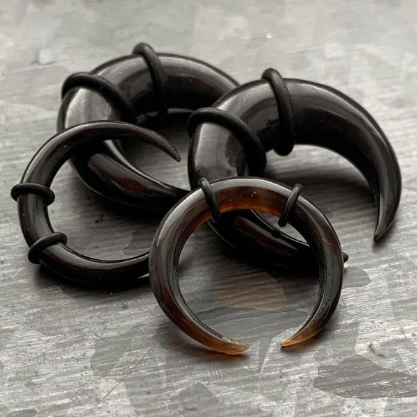 PAIR of Organic Farmed Buffalo Horn Tapers/Plugs with O-Rings  - Expanders - Gauges 8g (3mm) thru 0g (8mm) Available!