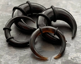 PAIR of Organic Farmed Buffalo Horn Tapers/Plugs with O-Rings  - Expanders - Gauges 8g (3mm) thru 0g (8mm) Available!