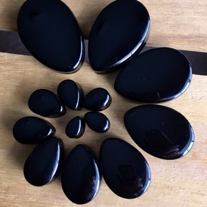 PAIR of Stunning Teardrop Black Onyx Organic Stone Plugs - Gauges 8mm (0g) up to 38mm (1.5&quot;) available!