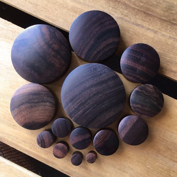 PAIR of Organic Brown Sono Wood Plugs - Gauges 2g (6mm) up to 2" (50mm) available!