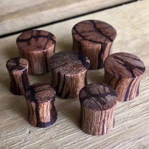 PAIR of Unique Organic Batik Wood Saddle Plugs - Gauges 2g (6mm) up to 20mm available!