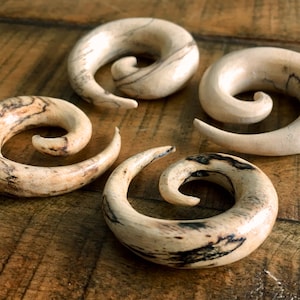 PAIR of Unique Organic Tamarind Wood Spiral Tapers - Gauges 4g (5mm) up to 3/4&quot; (19mm) available!