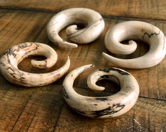 PAIR of Unique Organic Tamarind Wood Spiral Tapers - Gauges 4g (5mm) up to 3/4" (19mm) available!