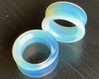 PAIR of Unique Opalite Opalescent Moonstone Tunnels- Gauges 2g (6mm) to 1&1/2" (38mm)  available!