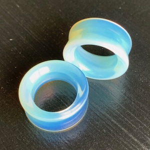 PAIR of Unique Opalite Opalescent Moonstone Tunnels- Gauges 2g (6mm) to 1&1/2" (38mm)  available!