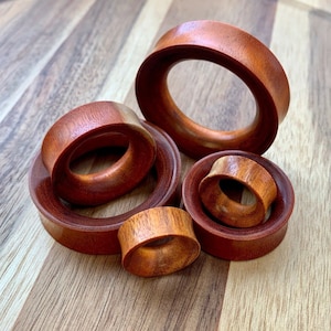 PAIR of Beautiful Organic Chang Wood Double Flare Tunnels/Plugs - Gauges  0g (8mm) up to 2&quot; (50mm) available!