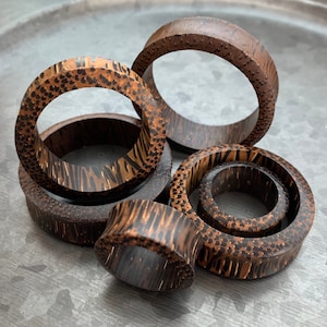 PAIR of Stunning Organic Palm Wood Tunnels / Plugs - Gauges 1&quot; (25mm) thru 52mm (a little over 2&quot;) available!