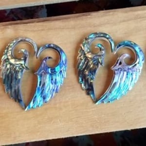 PAIR of Stunning Organic Abalone Angel Wing Tapers - Expander Gauges 8g (3.2mm) through 2g (6mm) available!