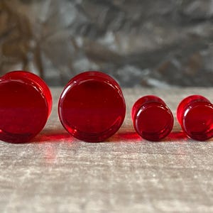 PAIR Red Glass Double Flare Plugs Gauges Tunnels Earlets Body Piercing Jewelry