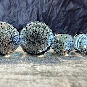 PAIR of Beautiful Silver & Black Fracture Design Pyrex Glass Plugs - Gauges 2g (6mm) through 3/4" (19mm) available!