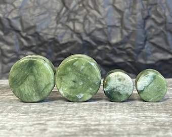 PAIR of Unique Natural South Jade Organic Stone Plugs - Gauges 4g (5mm)  up to 1" (25mm) available!
