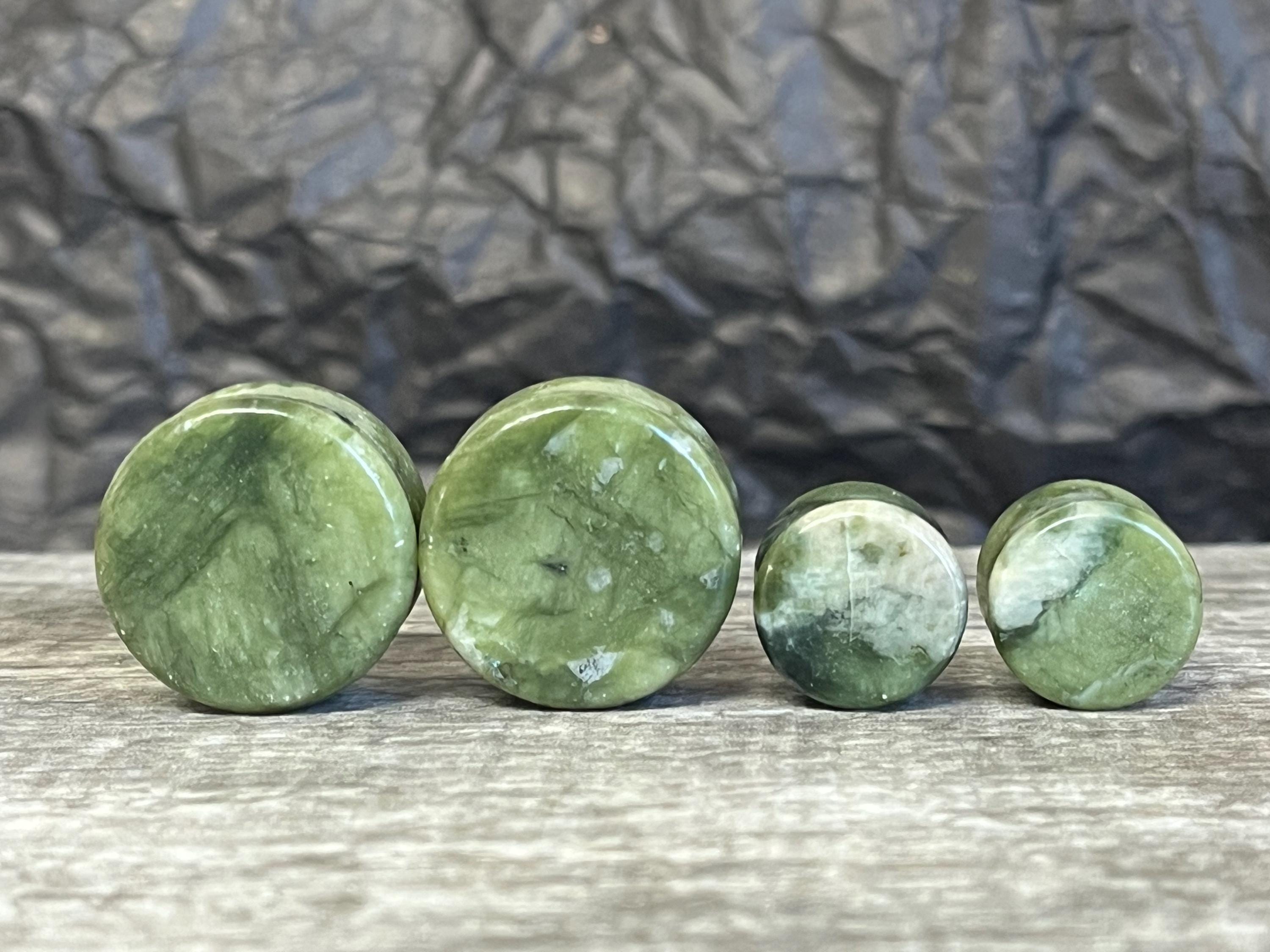 PAIR of Unique Natural South Jade Organic Stone Plugs - Gauges 4g