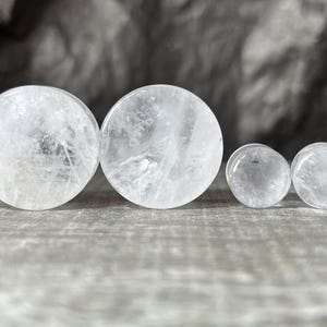 PAIR of Stunning Clear Quartz Natural Organic Stone Double Flare Plugs - Gauges 2g (6.5mm) thru 1&1/4" (32mm) available!
