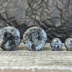 PAIR of Unique Natural Black Labradorite Organic Stone Double Flare Plugs/Tunnels - Gauges 2g (6mm) up to 38mm available!
