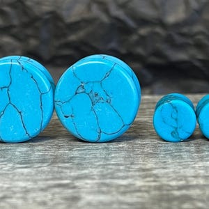 PAIR of Beautiful Turquoise Stone Plugs - Gauges 8g up to 1" (25mm) available!