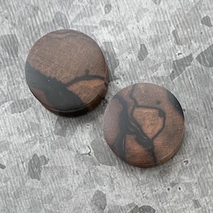 PAIR of Beautiful Organic Ebony Wood Convex Saddle Double Flare Plugs/Tunnels - Gauges 8g (3.2mm) up to 1&quot; (25mm) available!