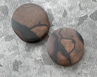 PAIR of Beautiful Organic Ebony Wood Convex Saddle Double Flare Plugs/Tunnels - Gauges 8g (3.2mm) up to 1" (25mm) available!