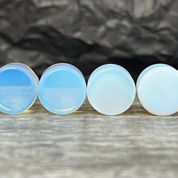 PAIR of Beautiful Opalite Opalescent Moonstone Plugs - up to 2" (50mm) available!