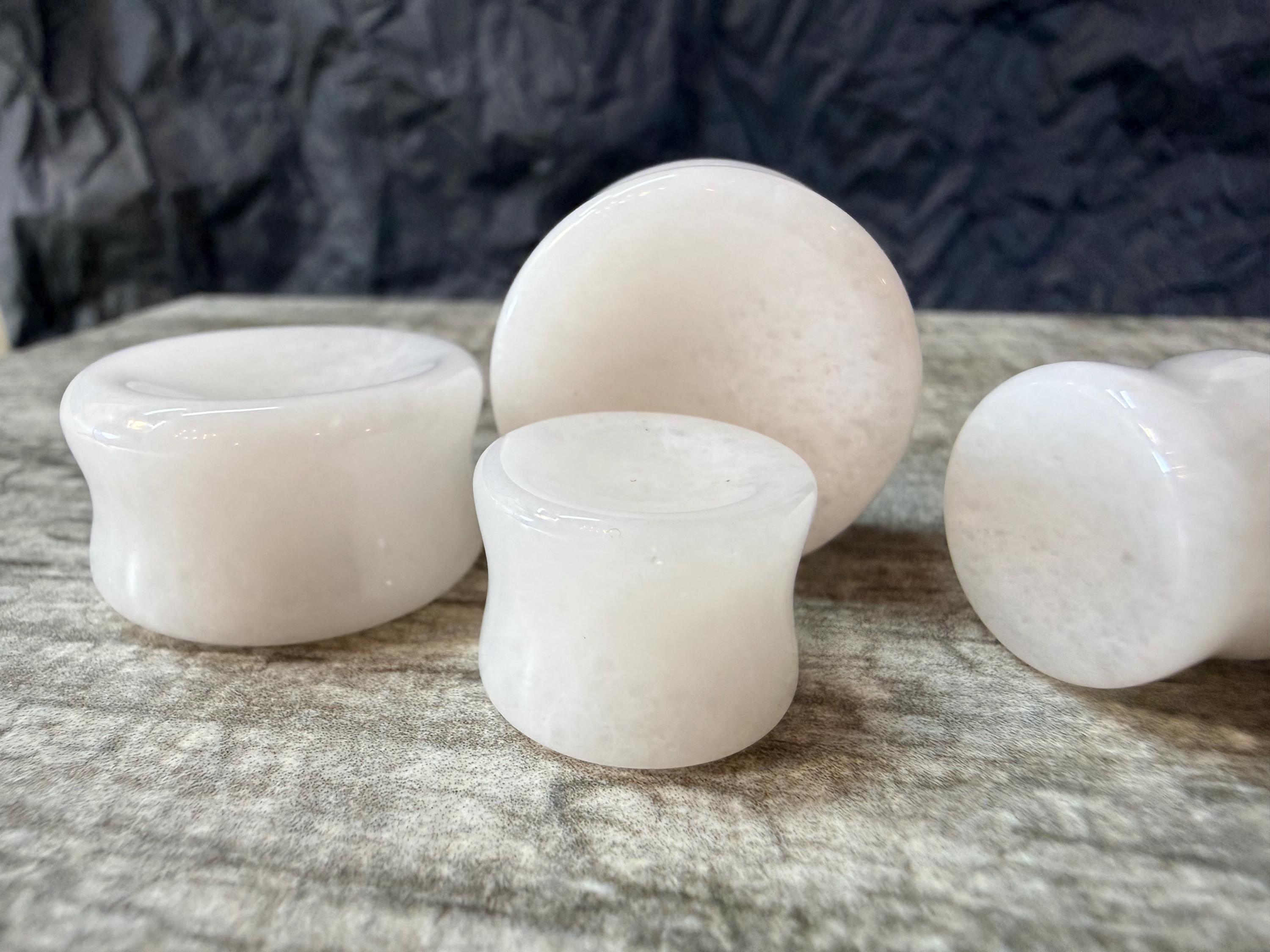 PAIR Opalite Stone Dome Ebony Wood Plugs Organic Gauges Earlets Body