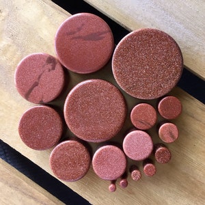 PAIR of Stunning Organic Gold Sandstone Stone Plugs - Gauges 8g (3mm) up to 1&1/2&quot; (38mm) available!