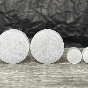 PAIR of White Jade Organic Stone Plugs - Gauges 6g up to 38mm available!